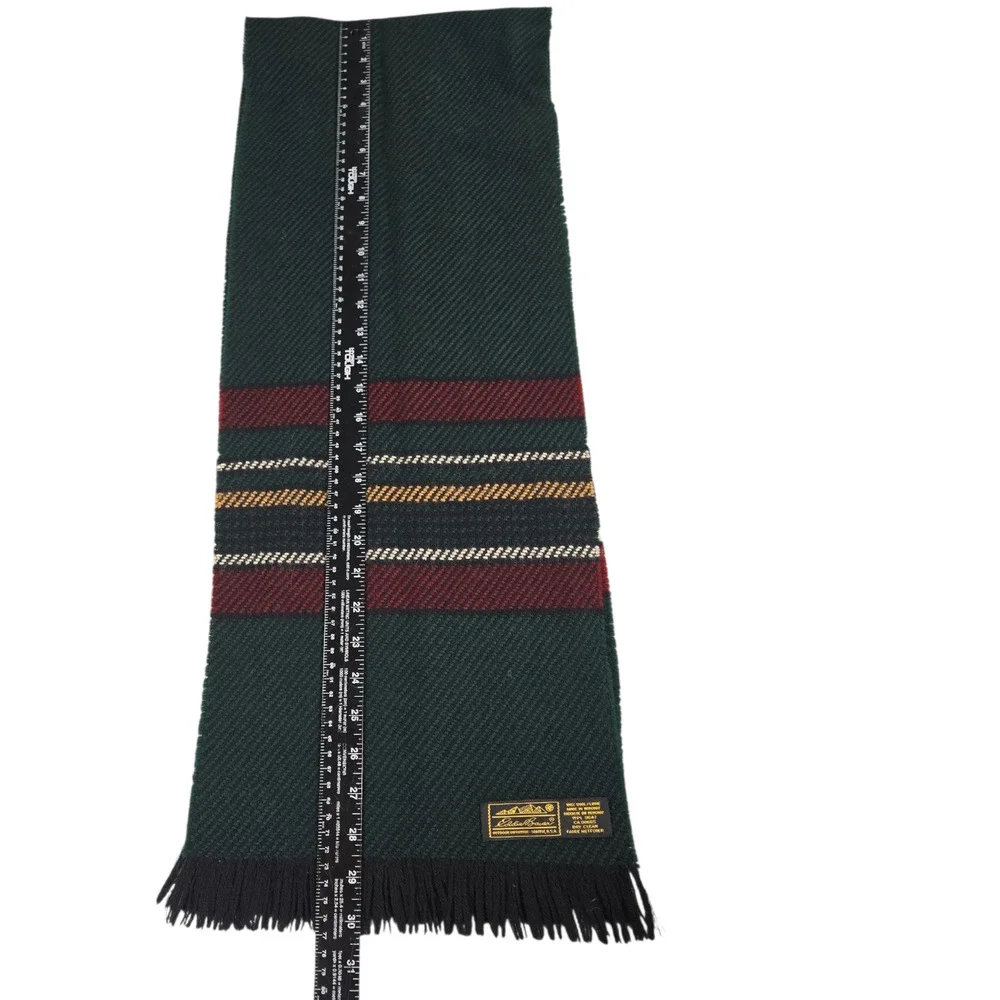 Vtg Eddie Bauer 100% Wool Hunter Green Scarf Preppy Outdoors Classic Winter EUC